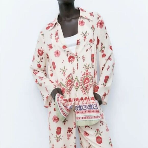 Zara Floral Bohemian Printed Top Size Small - Picture 1 of 12